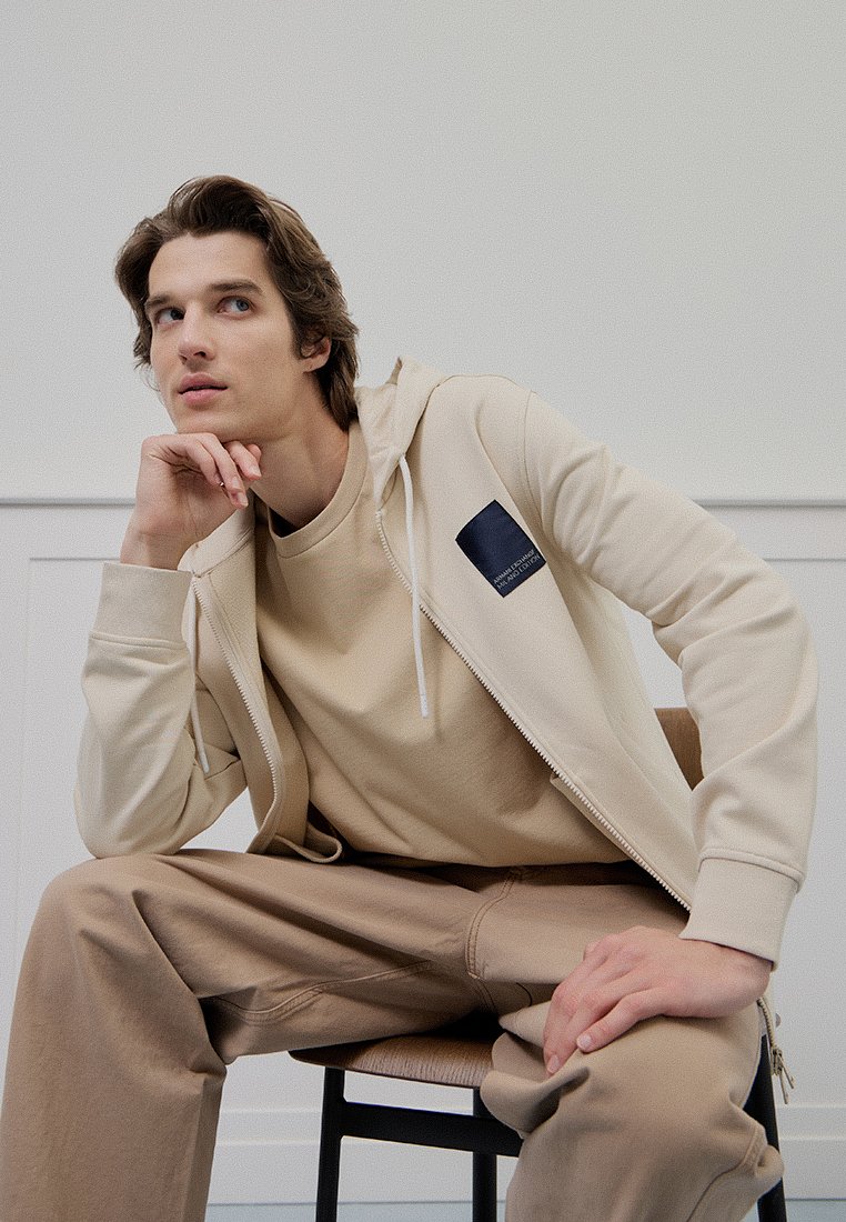 Armani Exchange Sweater met rits crème Armani Exchange Sweater met rits crème