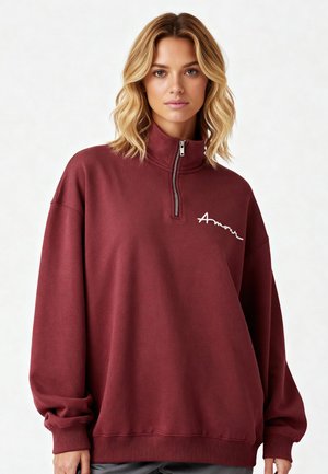 AMOUR EMBROIDERY SUPERHEAVY ZIPPED - Felpa - red earth