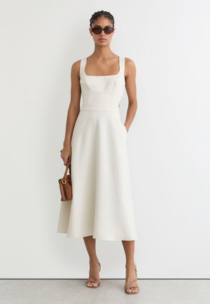 Reiss, REGULAR FIT - WAISTED CUT-OUT TWILL MIDI  - Freizeitkleid - ivory