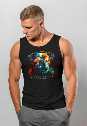 TANK PRINT CALIFORNIA BULLDOG MUSIK KUNST MOTIF DJ MU - Top - schwarz