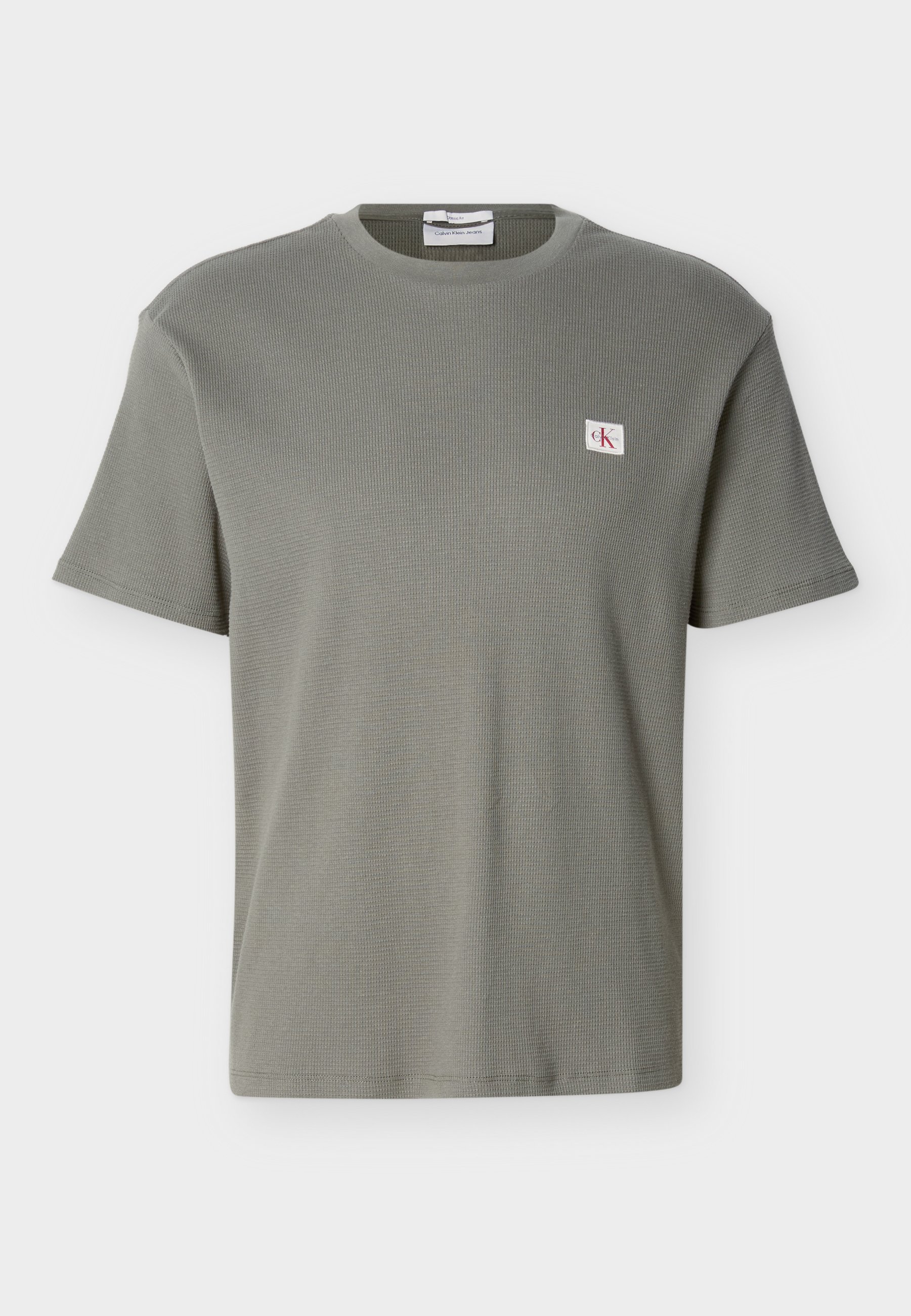 Calvin Klein Jeans WAFFLE BADGE TEE - Jednoduché tričko - dusty olive