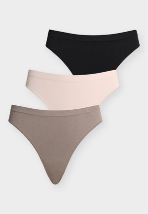 CARVICKY RIB S-LES THONG 3-PACK ACC - G-string tangice - mushroom pack:black+falcon+mushroom
