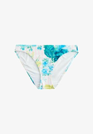 Next, RUCHED SIDE HIGH LEG BIKINI BOTTOMS - REGULAR FIT - Slip bikini - cream pink stripe floral