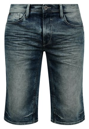 Keskmise sinise pesu ja pleekinud tekstuuriga teksashortsid. Omavad viit taskut, metallist nööbikinnitust ja broderi detaili õmbluste ääres.