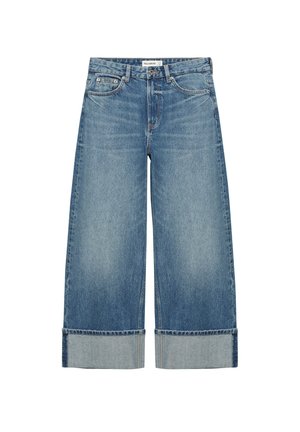 PULL&BEAR, CROPPED BAGGY JEANS WITH TURN-UP HEMS - JEANS - Jean baggy - blue denim