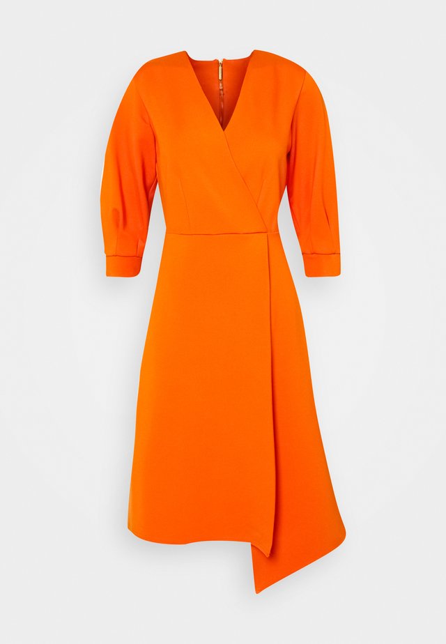 SHORT SLEEVE WRAP DRESS - Robe fourreau - orange