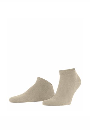 Beige Knöchelsocken aus weichem Stoff mit geripptem Bündchen und glatter Textur. Sie verfügen über ein niedrig geschnittenes Design für Komfort und Atmungsaktivität.