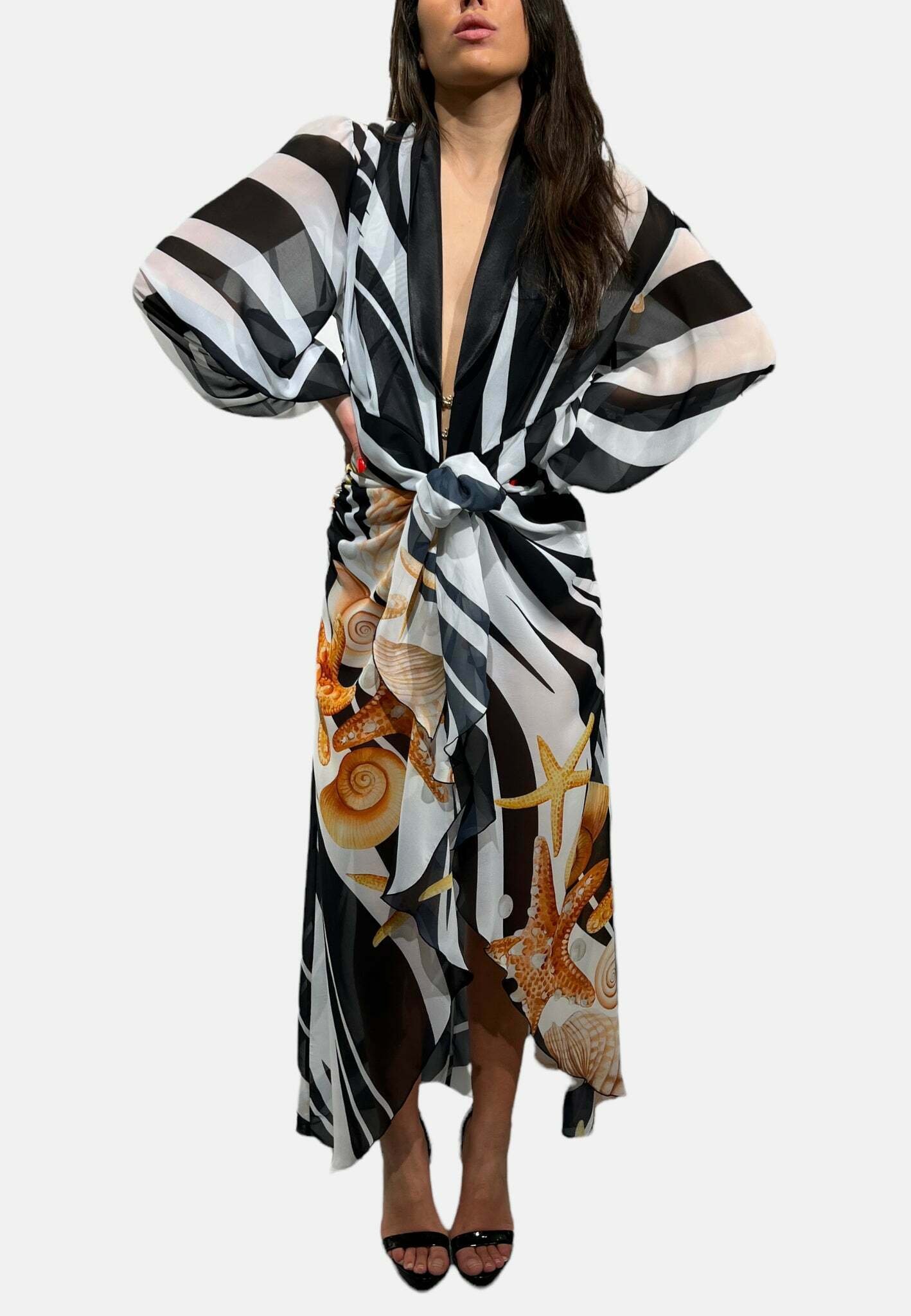 BABYLON Vestito lungo - bianco nero/nero - Zalando.it