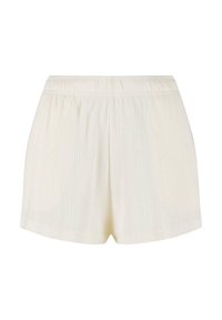 Shorts en maille couleur crème avec un motif vertical subtil et une taille élastique.