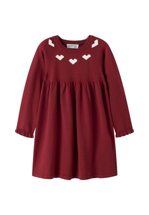 Name it, NMFRISSE LS KNIT DRESS - Рокля тип пуловер - red