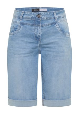 Cecil, HIGH-WAIST WIDE-LEG SHORTS IN A LOOSE FIT - Denim shorts - light blue used wash