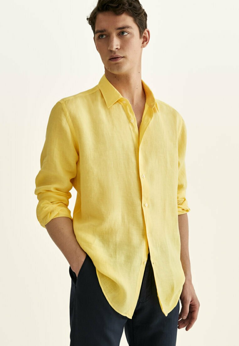 Yellow slim fit dress shirt Clearance