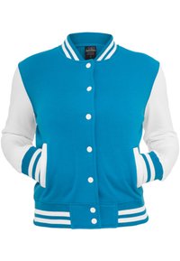 Urban Classics - LADIES 2-TONE COLLEGE SWEATJACKET - Bomberjacks - turquoise,whit Miniatuurafbeelding 1