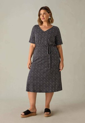DASH PRINT V-NECK MIDI - Jerseyjurk - black