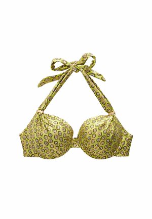 PADDED WIRED HALTER STANDARD - Bikiniyläosa - lime green foil woodblock