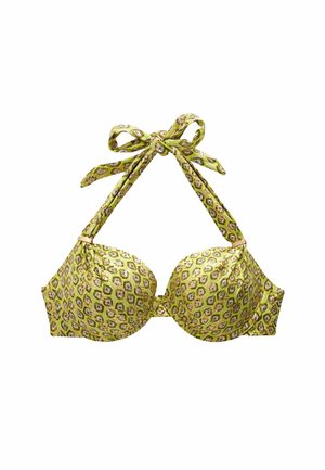 PADDED WIRED HALTER STANDARD - Bikinio viršutinė dalis - lime green foil woodblock