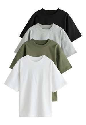 4 PACK STANDARD - T-Shirt basic - black white grey khaki