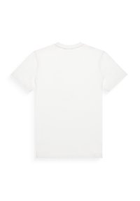 Witte katoenen t-shirt, korte mouwen, klassiek ronde hals ontwerp, gladde textuur, plain achterkant zonder patronen of zichtbare hardware.