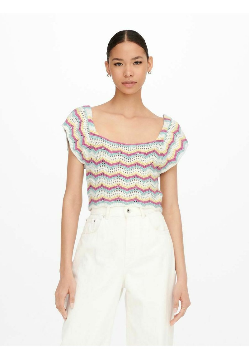 ONLY dam-T-shirt ONLHAPPY - Cloud Dancer Double heart emb