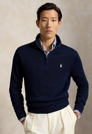 Polo Ralph Lauren, COTTON QUARTER-ZIP MOCKNECK SWEATER - Maglione - hunter navy