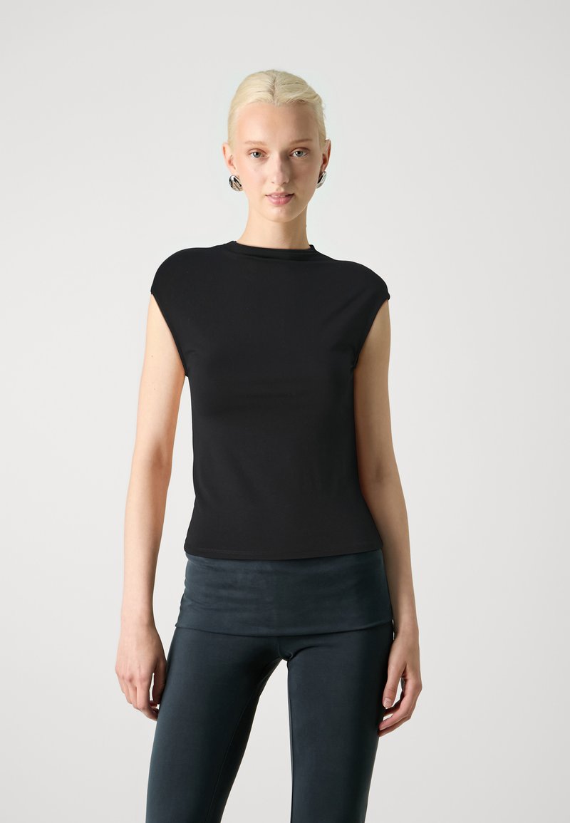 Gina Tricot SOFT TOUCH FUNNEL NECK TOP - Pamata T-krekls - black