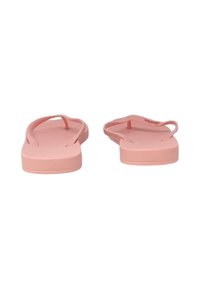 Infradito rosa con suola piatta, cinturini larghi e una texture liscia. Il design presenta uno stile minimalista senza ulteriori decorazioni.