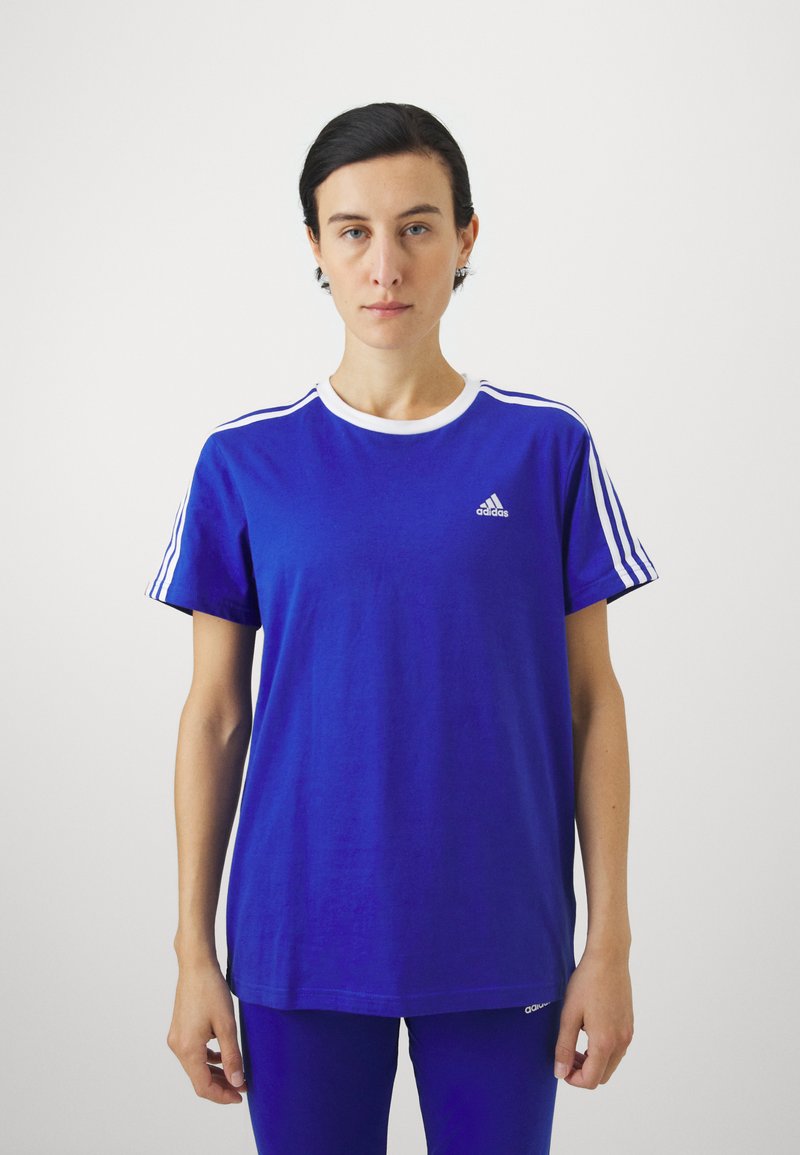 adidas Sportswear ESSENTIALS 3 STRIPES  - Potiskana majica - semi lucid blue/white