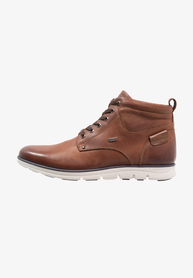 Lace-up ankle boots - cognac