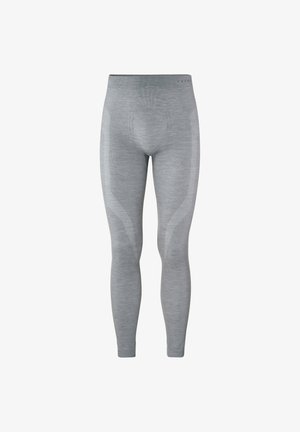 Leggings atléticos grises con un ajuste ceñido, textura acanalada y acentos reflectantes a lo largo de las costuras laterales. Marcados con un logotipo en la cintura.