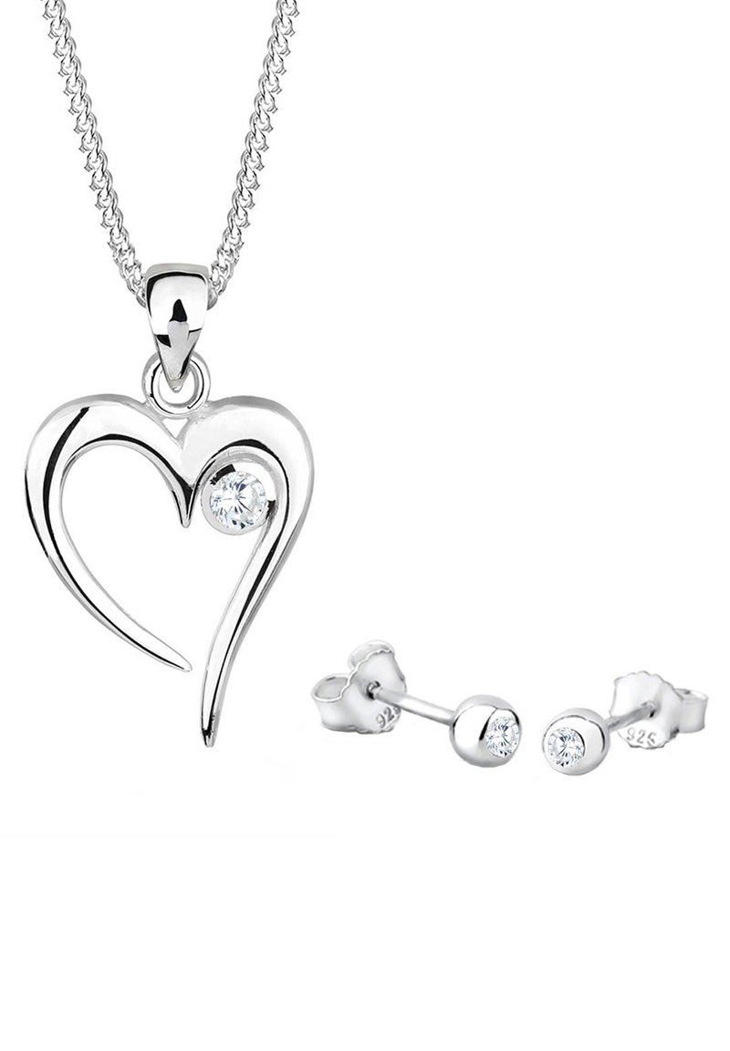 Collana Donna Elli Con Pendente A Cuore "MOM" - Argento 925 Placcato Oro E Zirconia Bianca, 45 Cm