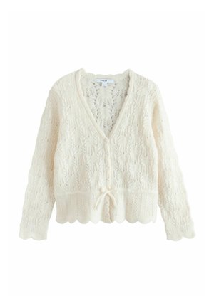 Next, REGULAR FIT - POINTELLE KNIT TIE WAIST CARDIGAN - Cardigan - ecru