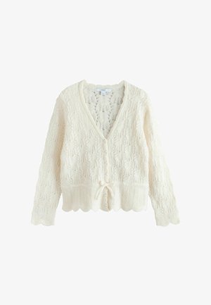 Next, REGULAR FIT - POINTELLE KNIT TIE WAIST CARDIGAN - Strickjacke - ecru