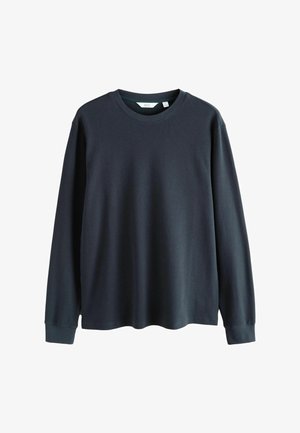 Mørkegrå langærmet t-shirt fremstillet af ribbet stof, med rund hals og afslappet pasform, samt manchetter ved ærmesluttterne.