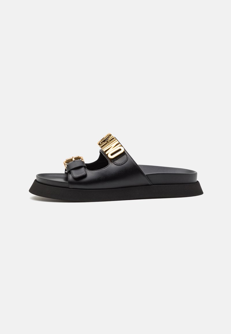 MOSCHINO satin floral 1990s mules