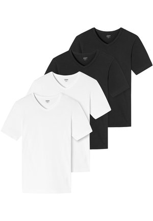 uncover by Schiesser 4 PACK - T-Shirt print - schwarz weiss