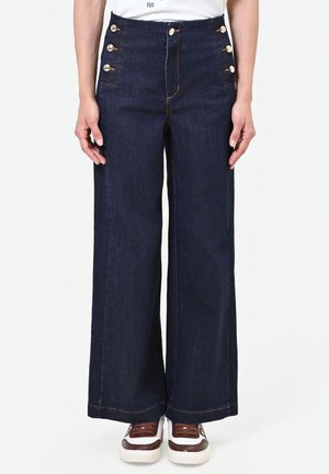 Rinascimento, PANTALONI JEANS TINTA UNITA - Jean flare - blu navy