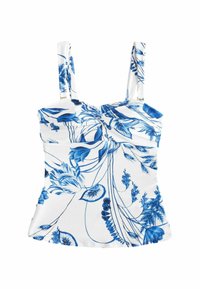 WIDE STRAP TUMMY CONTROL - Bikiniyläosa - white blue floral