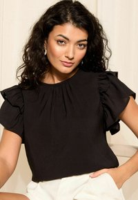 Friends Like These DOUBLE RUFFLE SHORT SLEEVE  - REGULAR FIT - Blúzka - black
