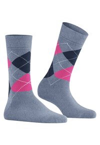 Burlington QUEEN - Sokken - blaugrau/pink/dunkelblau