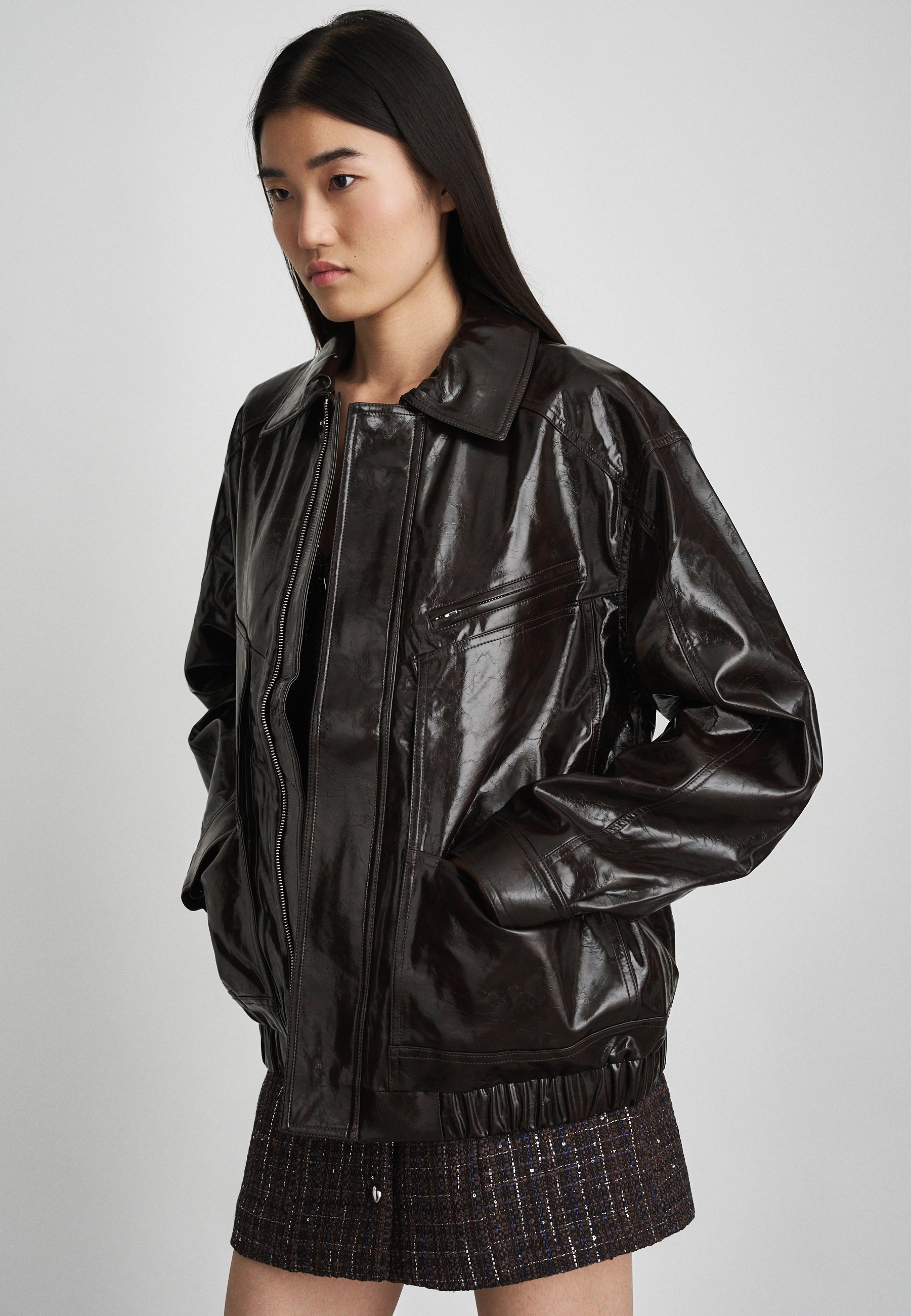 Maje BELIX - Faux leather jacket - marron fonce/brown - Zalando.ie
