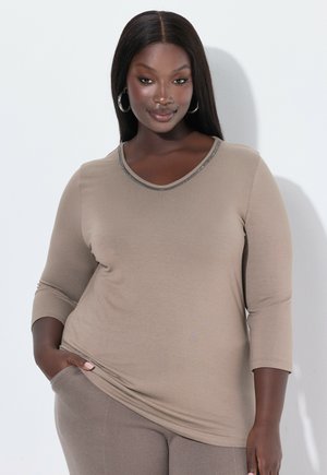 ZIERBAND CLASSIC V-AUSSCHNITT 3/4-ARM - Top s dlouhým rukávem - pale brown