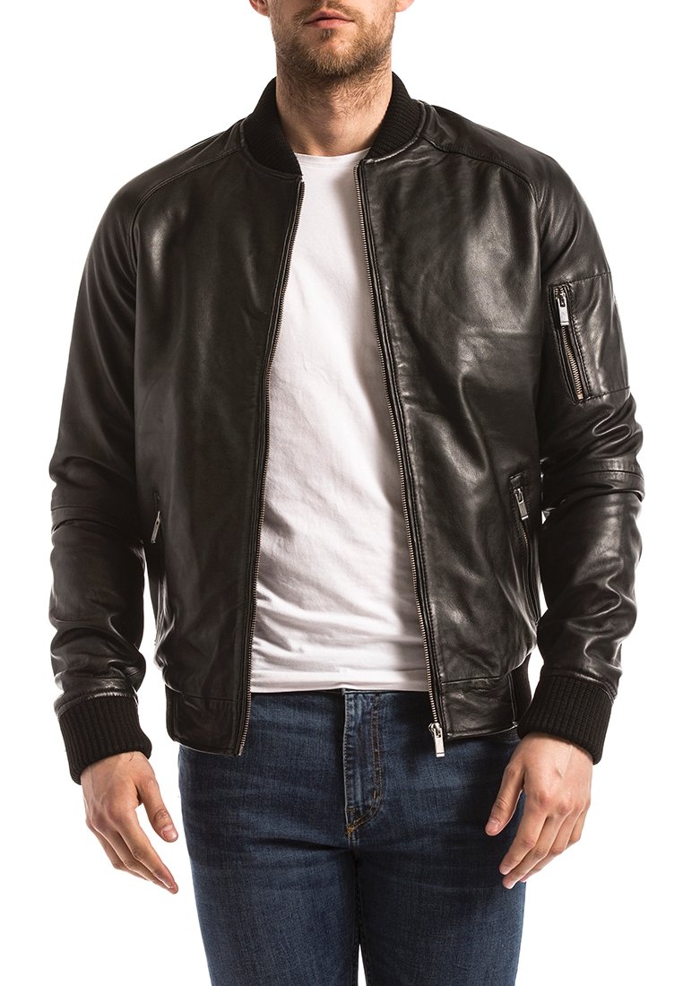 BLUE WELLFORD Chaqueta de cuero - black/negro - Zalando.es