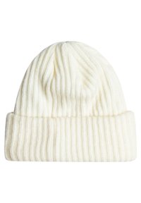 Ribbade stickade mössor i krämvit. Har en rullad mudd och mjuk textur. Klassisk design som är lämplig för kalla väderförhållanden.
