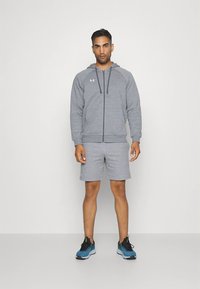 Under Armour RIVAL FLEECE - Spordišortsid - castlerock light heather/white