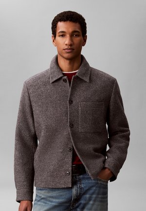 Calvin Klein, RELAXED MELANGE WOOL BLEND BOUCLE SHIRT JACKET - Лятно яке - grey heather