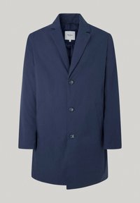 Jūras spēku zila mantiņa vieglā audumā ar izcilu apkakli, trīs pogu aizdari un sānu kabatām. Vienkāršs, strukturēts dizains.