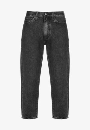 Černé džíny z denimu s klasickým pětipocket designem, rovný střih a jemně vybledlou texturou. Obsahují zapínání na knoflík a poutka na opasek.