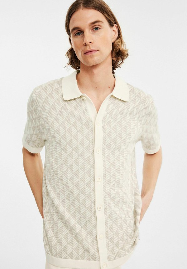 PATTERN WITH SHORT SLEEVES - Hemd - light beige