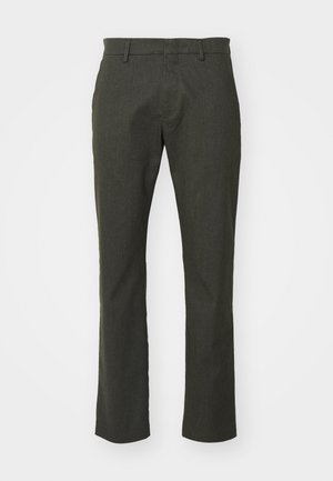 Mörkgröna skräddarsydda byxor med rak passform, med en flat front, två sidofickor och en slät yta.