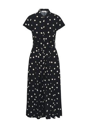 Soaked in Luxury, SLARJANA MAXI SHORT SLEEVE - Robe longue - black with oatmeal dot
